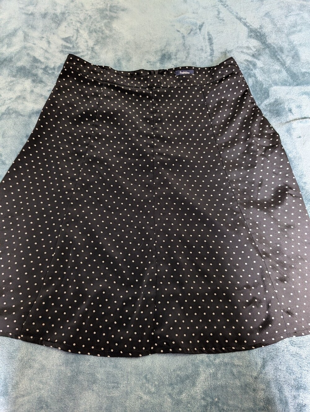 Reitmans Black A-Line Skirt with White Polka Dots